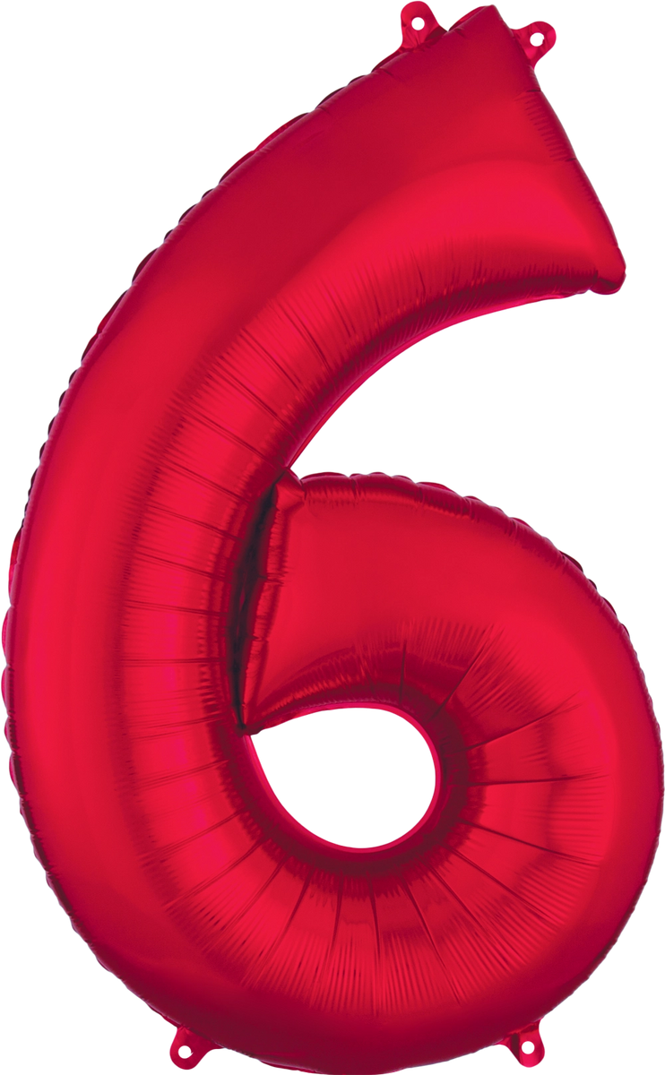 Red Number 6 Foil Balloon 34” | Anagram – Funny Balloons Miami LLC
