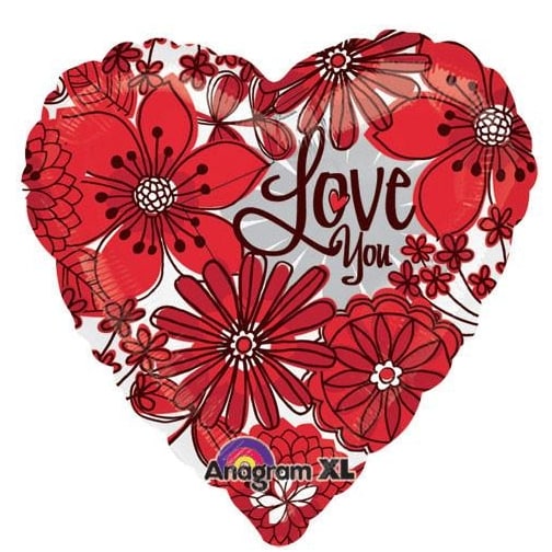 Flowering Love You 18” Heart Foil Balloon | Anagram – Funny Balloons ...