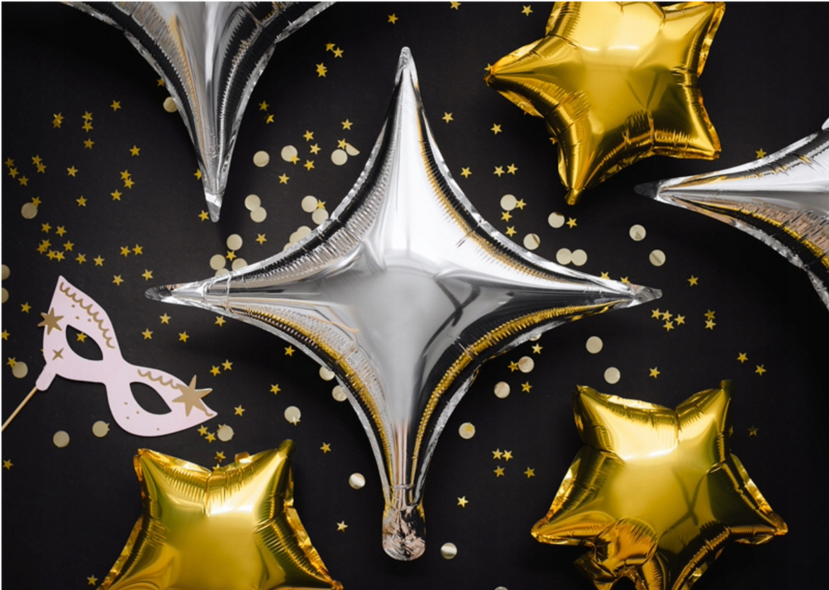 Silver 4-Point Star Foil Balloon 18” | FB217M-018 – Funny Balloons