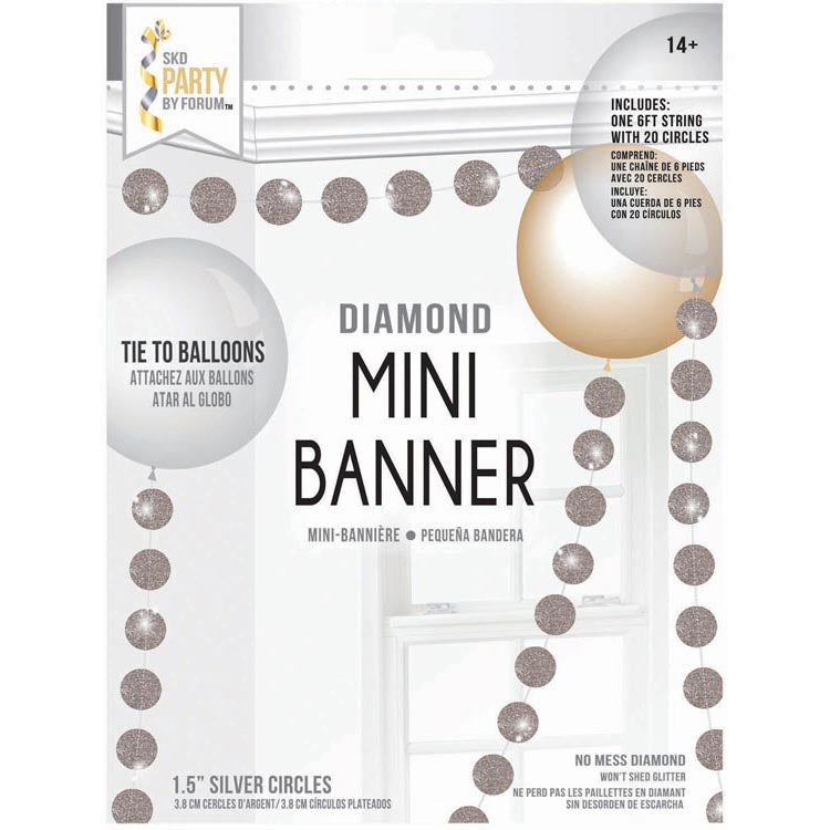 3D Mini Banner Diamond Silver Circle 98140