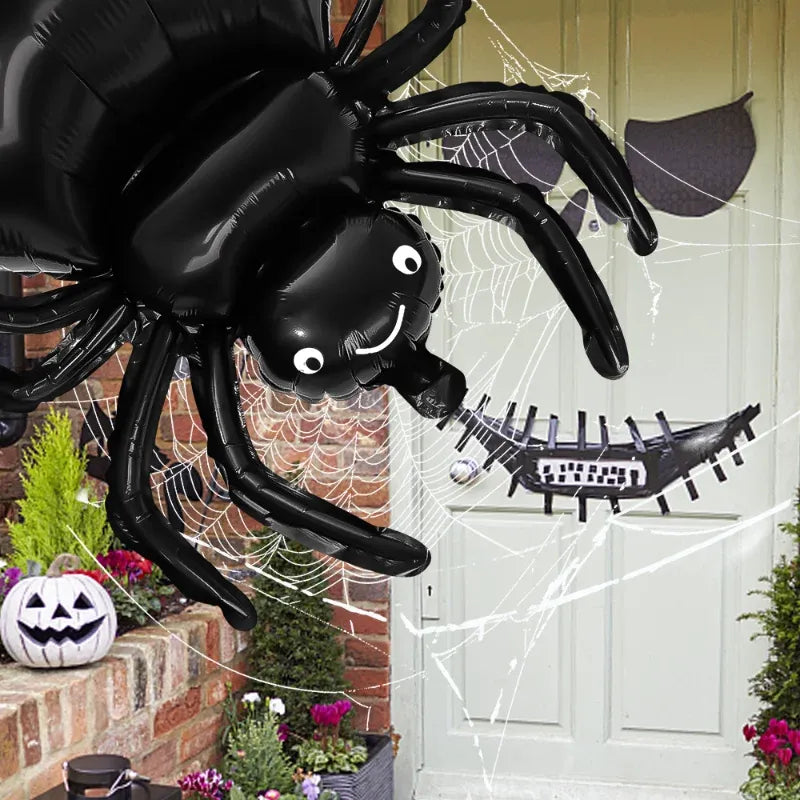 Halloween spider foil balloon, large black spider decoration, Halloween party balloon, creepy spider Halloween prop