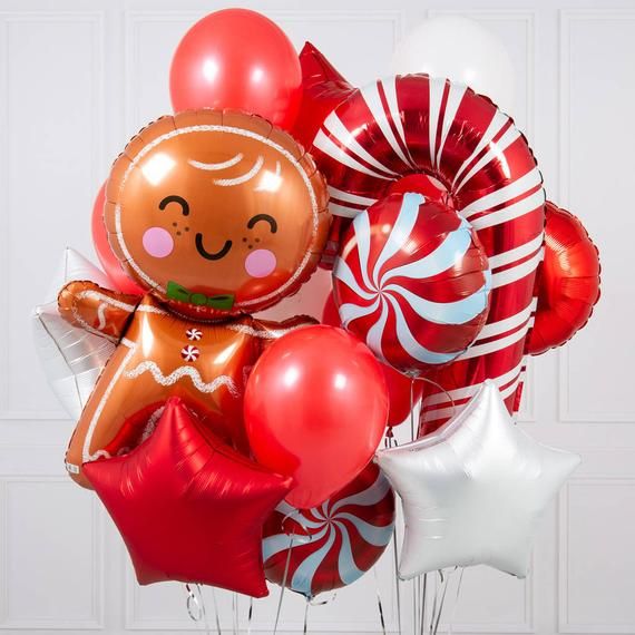 “Gingerbread man foil balloon Christmas bouquet decoration”