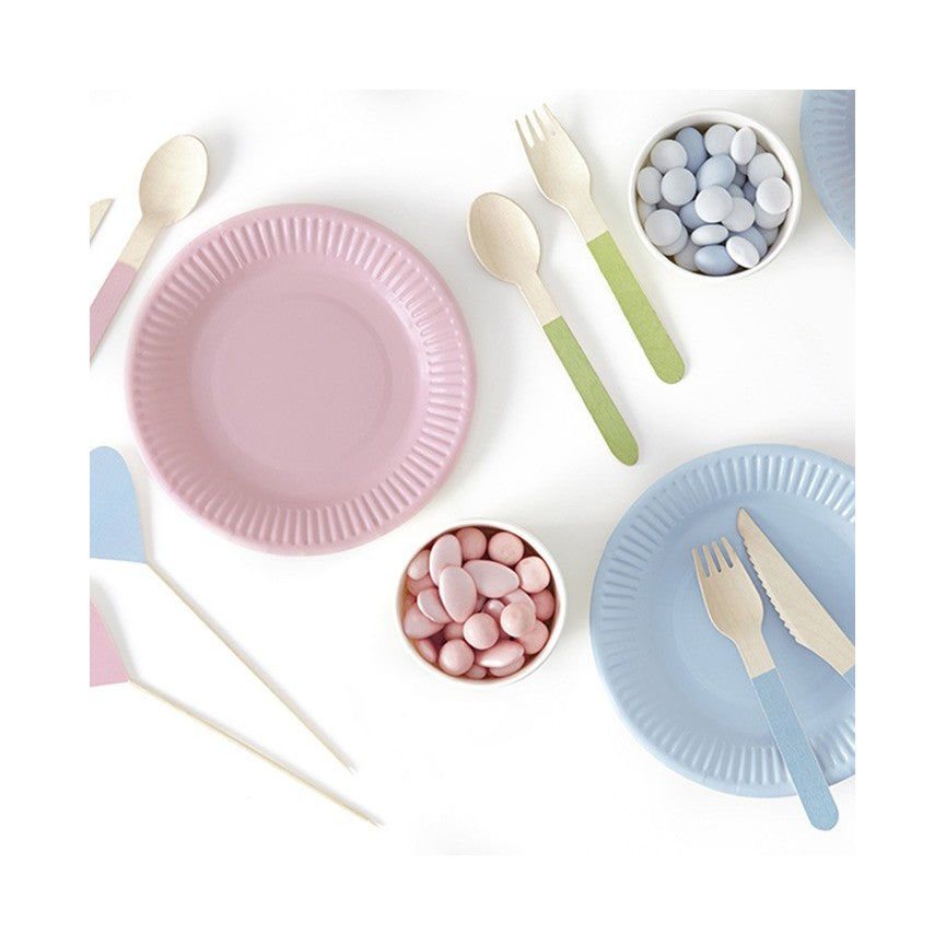 Wooden Cutlery Mix Pastel Colors - SDR8