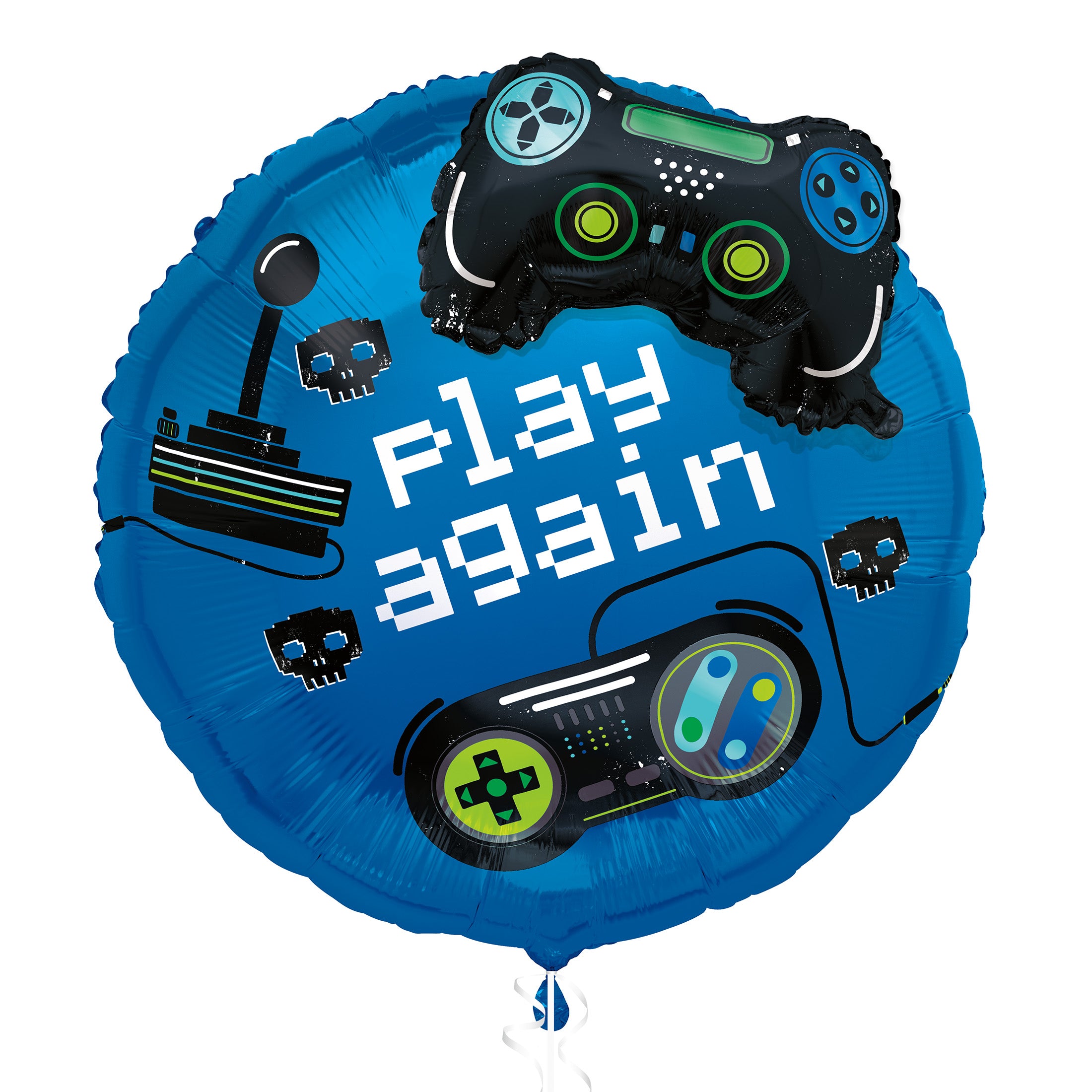 “Gamer Birthday Play Again 25 inch foil balloon with controllers – Unique Industries”