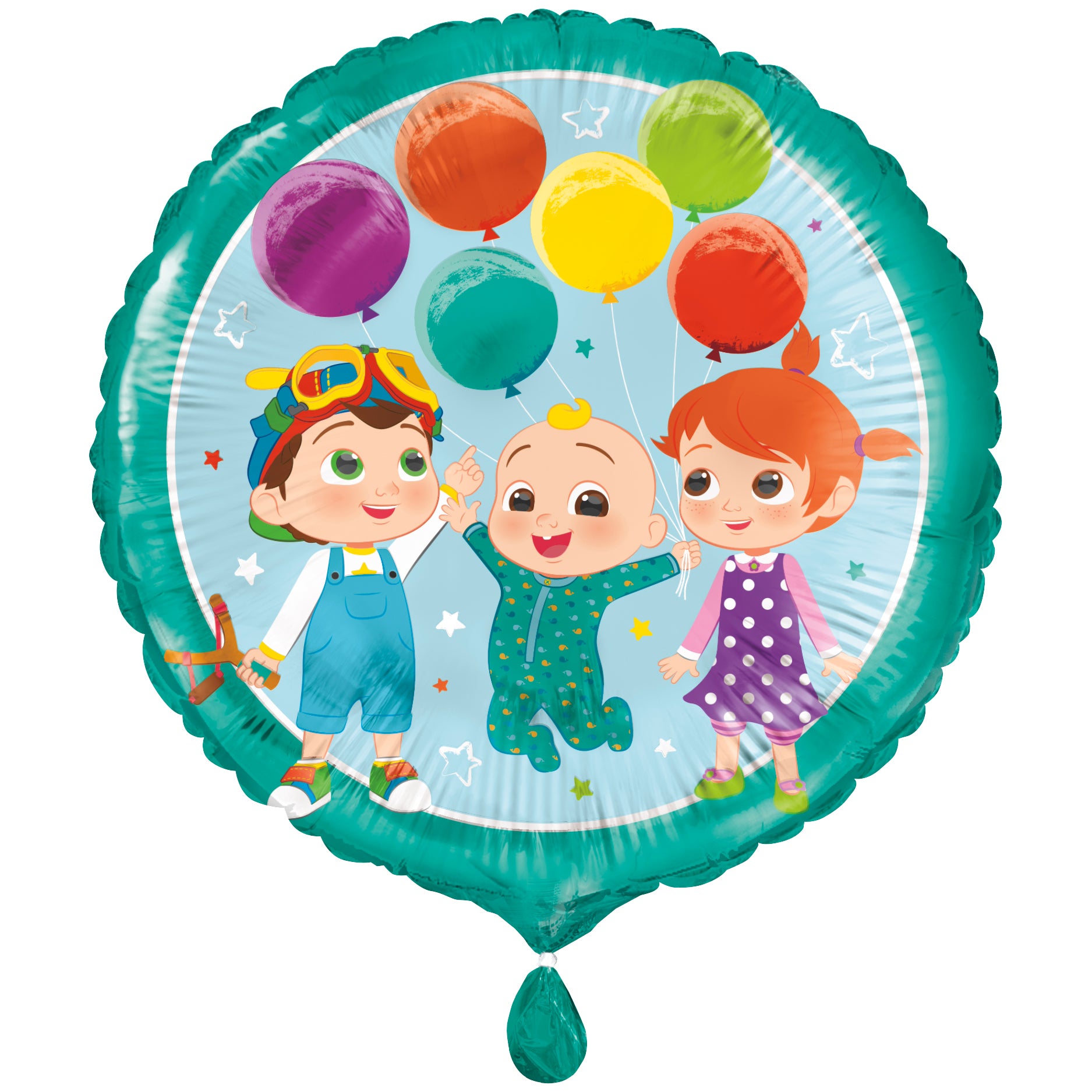 “Cocomelon 18 inch round foil balloon with JJ and friends – Moonbug licensed”