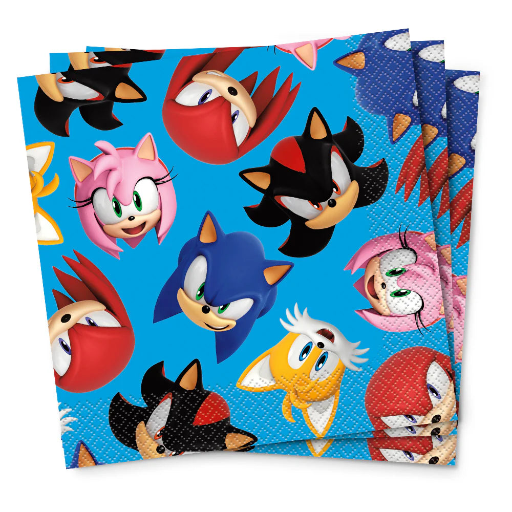 "Sonic luncheon napkins 6.5 x 6.5 in with colorful characters"