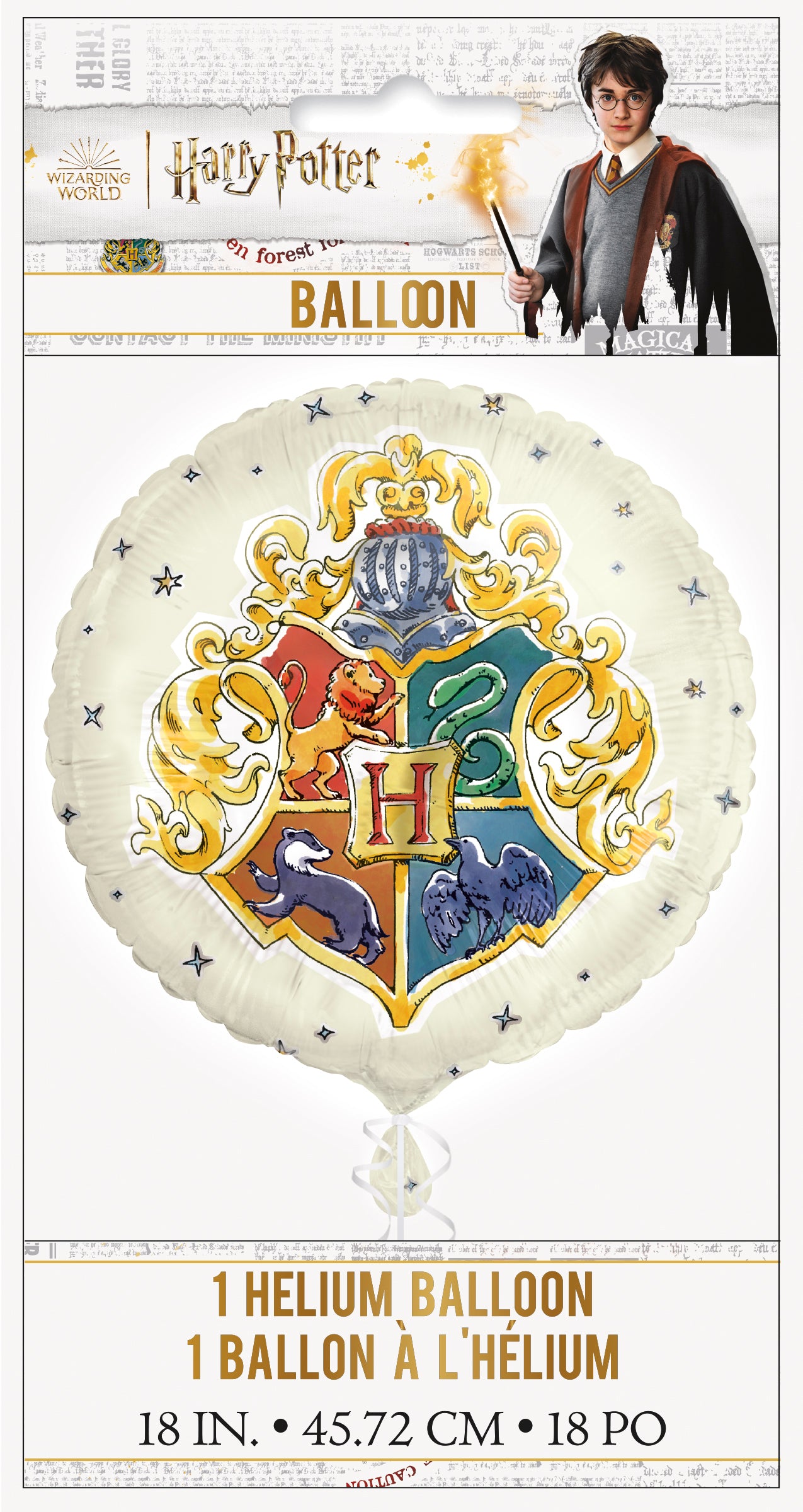 “Packaging of Harry Potter 18 inch foil balloon 23587 – Hogwarts crest”