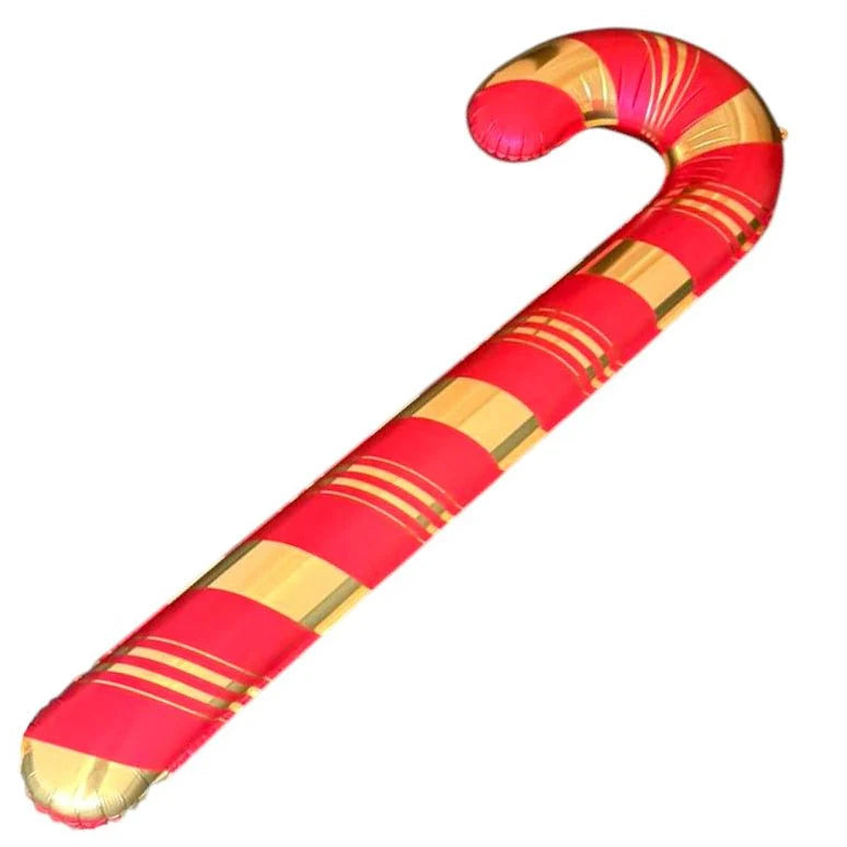 red and gold candy cane balloon