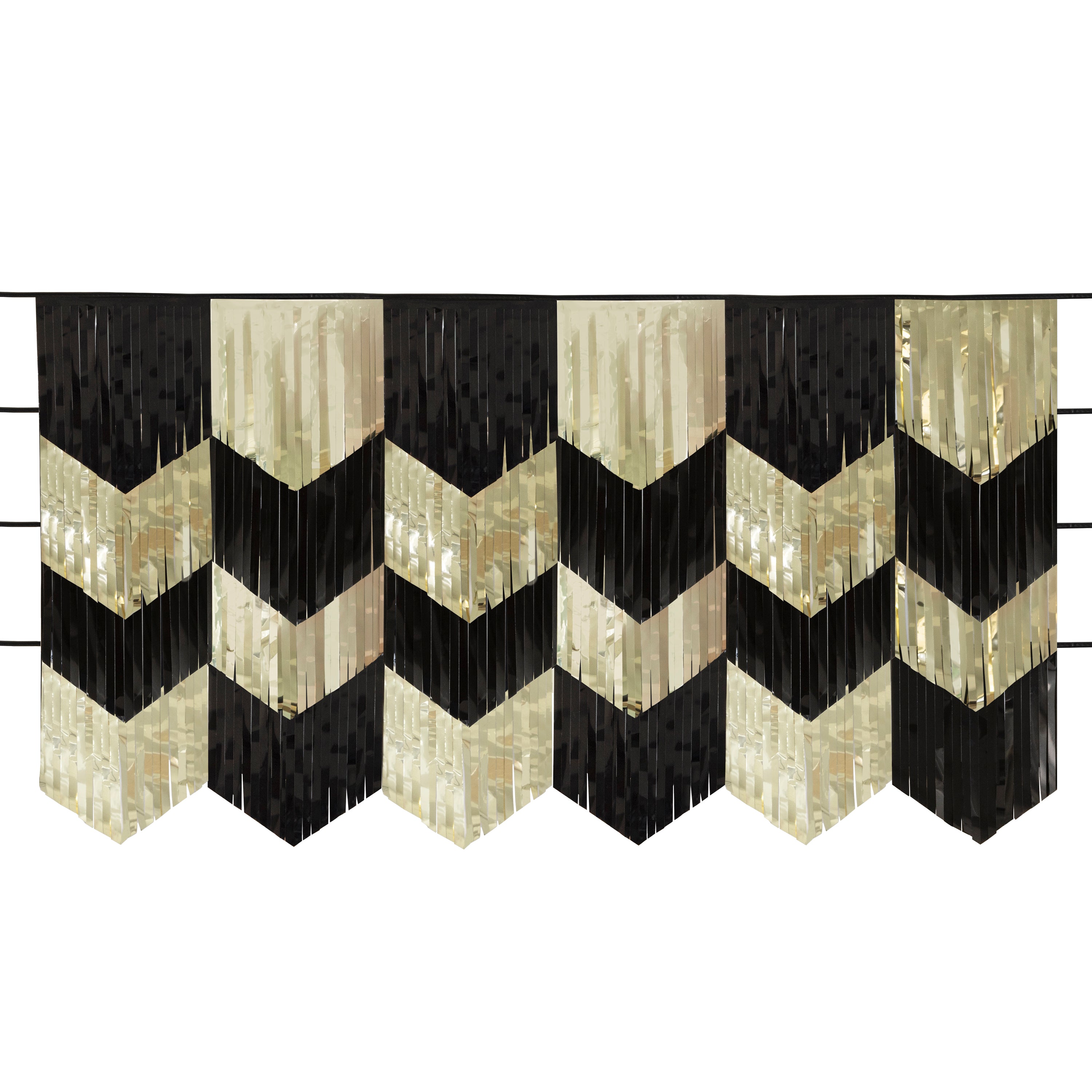“Black and gold scallop fringe garland backdrop 26257 – 6 ft party decoration”