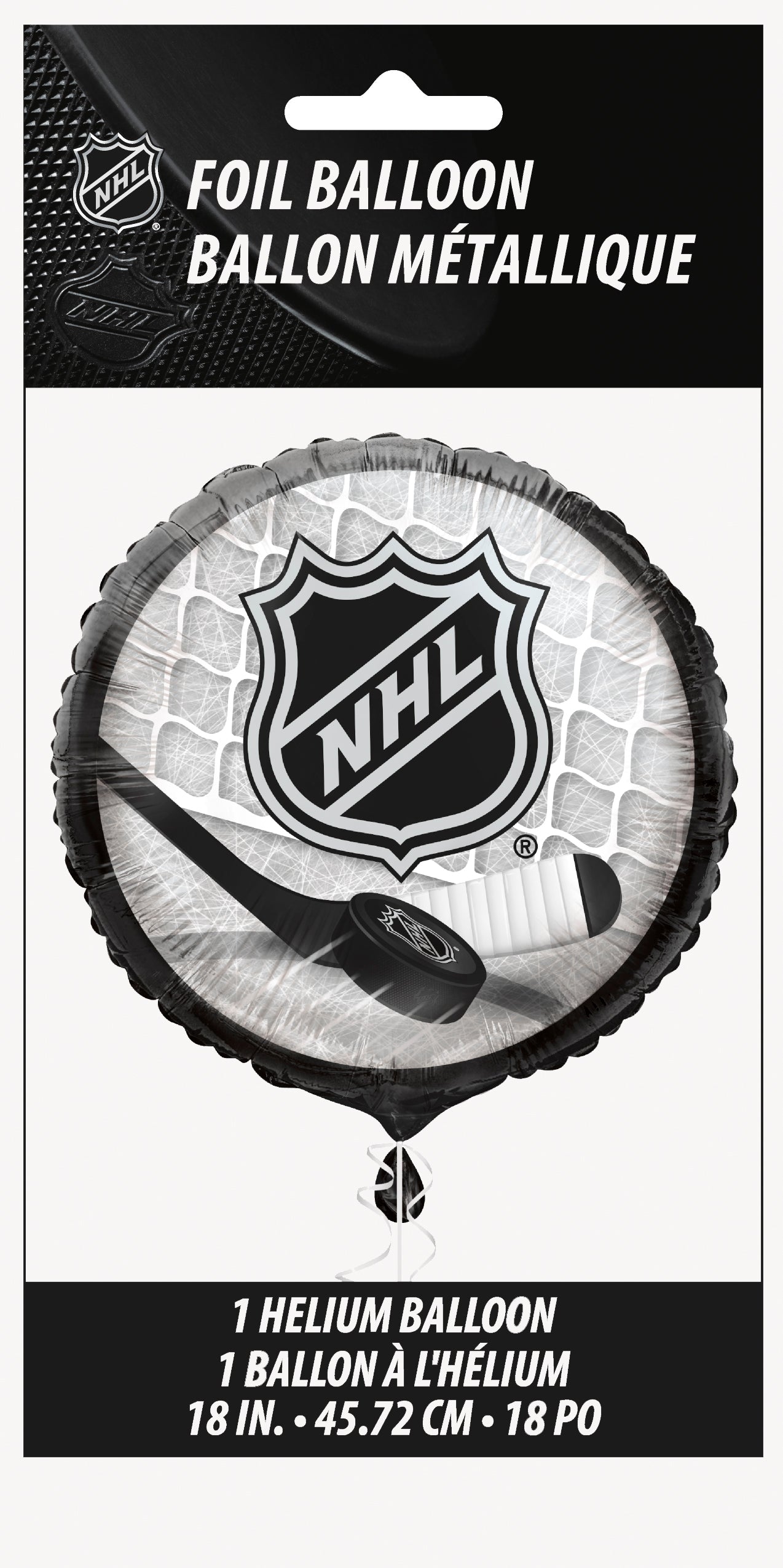 “Packaging of NHL Hockey 18 inch foil balloon by Unique Industries”