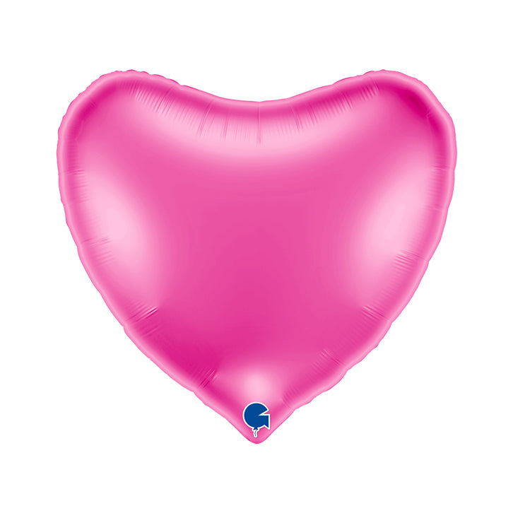 Fuchsia heart foil balloon 36-inch front view