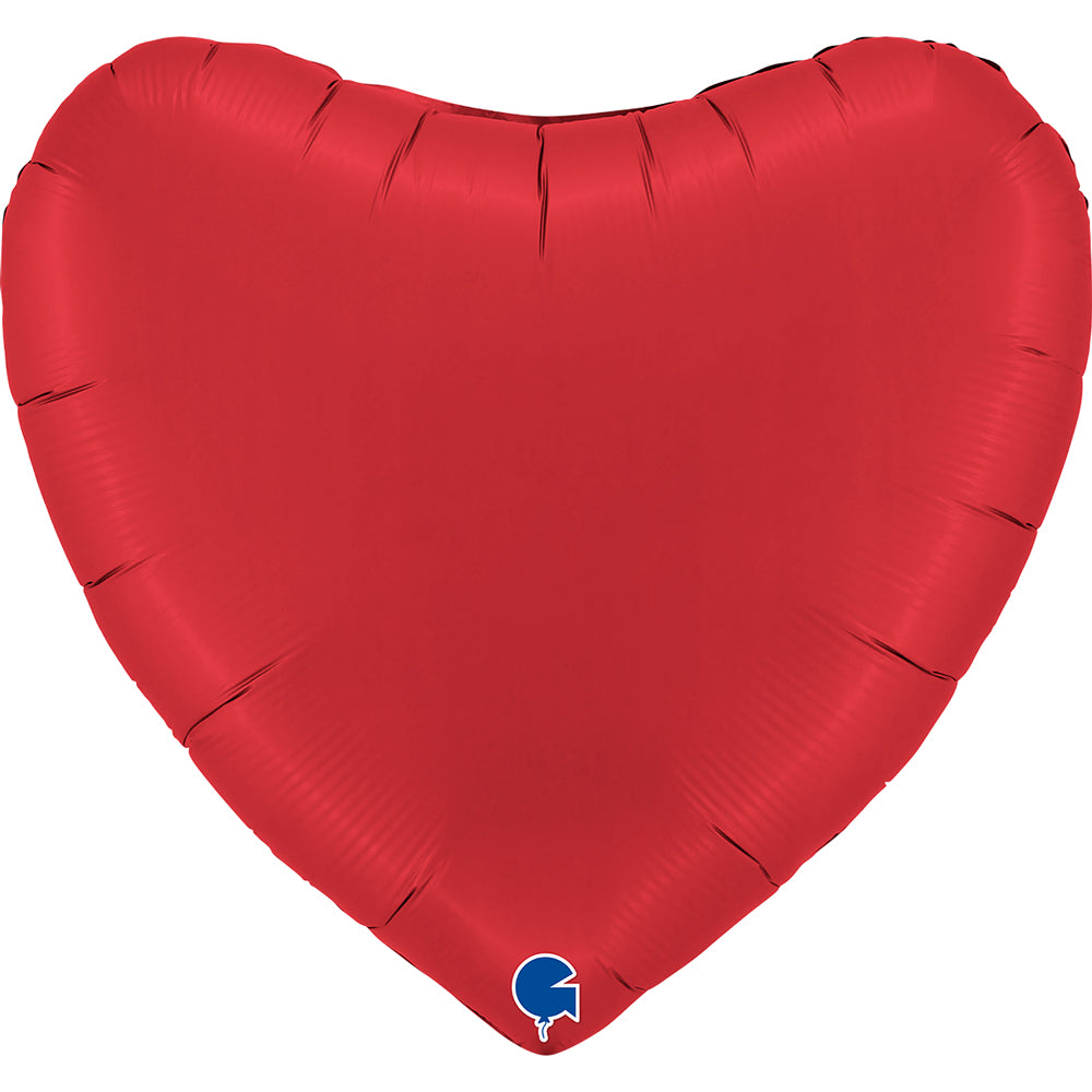 Red heart foil balloon 36-inch front view
