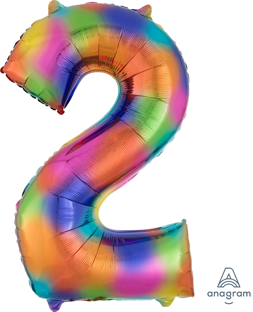 Rainbow Splash Number 2 Foil Balloon – 34