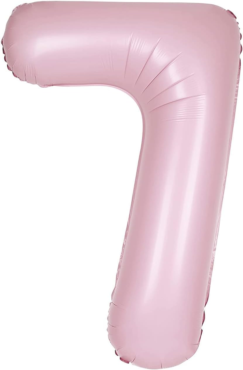 Large pastel pink number 7 balloon for  birthdays and parties