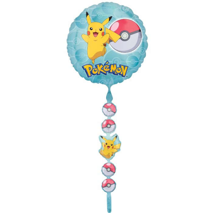 Pokemon Pikachu Airwalker foil balloon by Anagram with Poké Balls – 66 inches tall party decoration