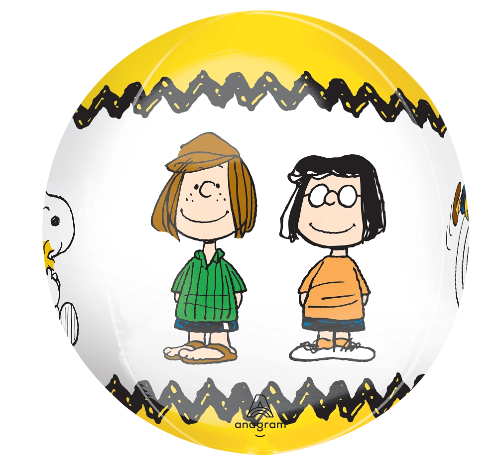 “Peanuts Orbz foil balloon 16 in featuring Snoopy, Charlie Brown and friends party decoration”