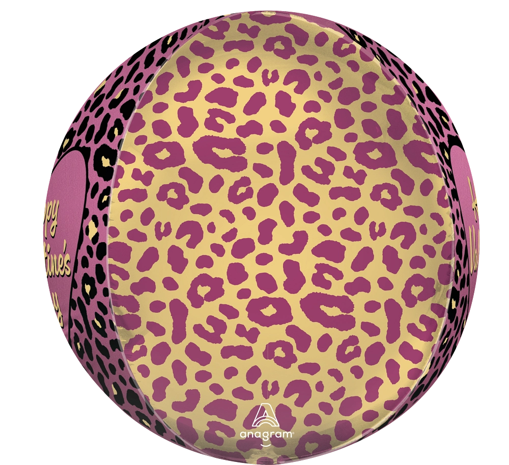 Leopard-print Valentine’s Day Orbz balloon pattern detail