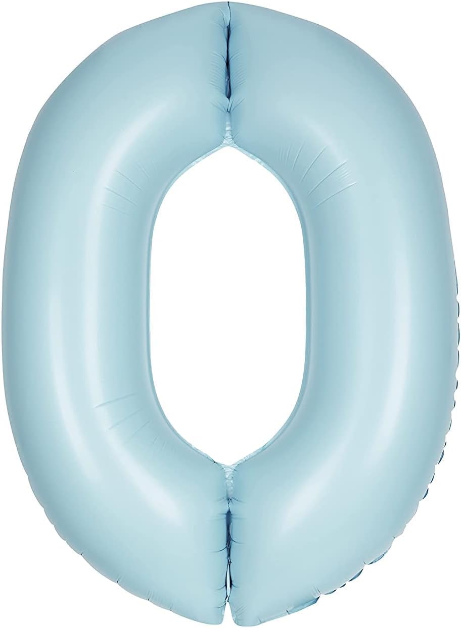 “Large light blue number 0 balloon 34 inch for birthdays and parties