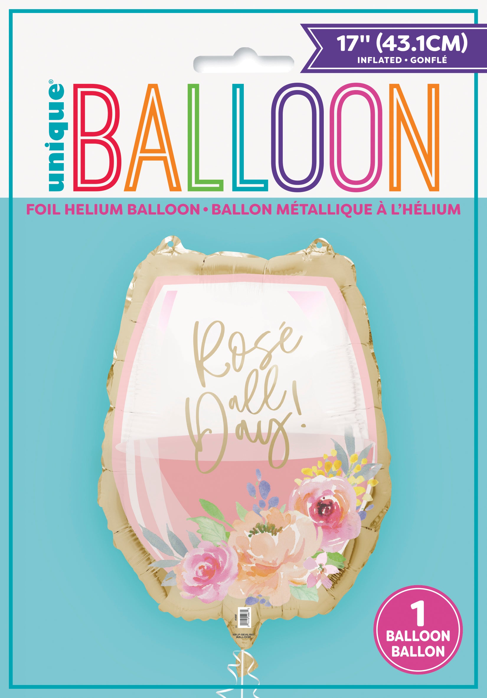 “Packaging of Rosé All Day Wine Glass 17 inch foil balloon 54987 – Unique Industries”