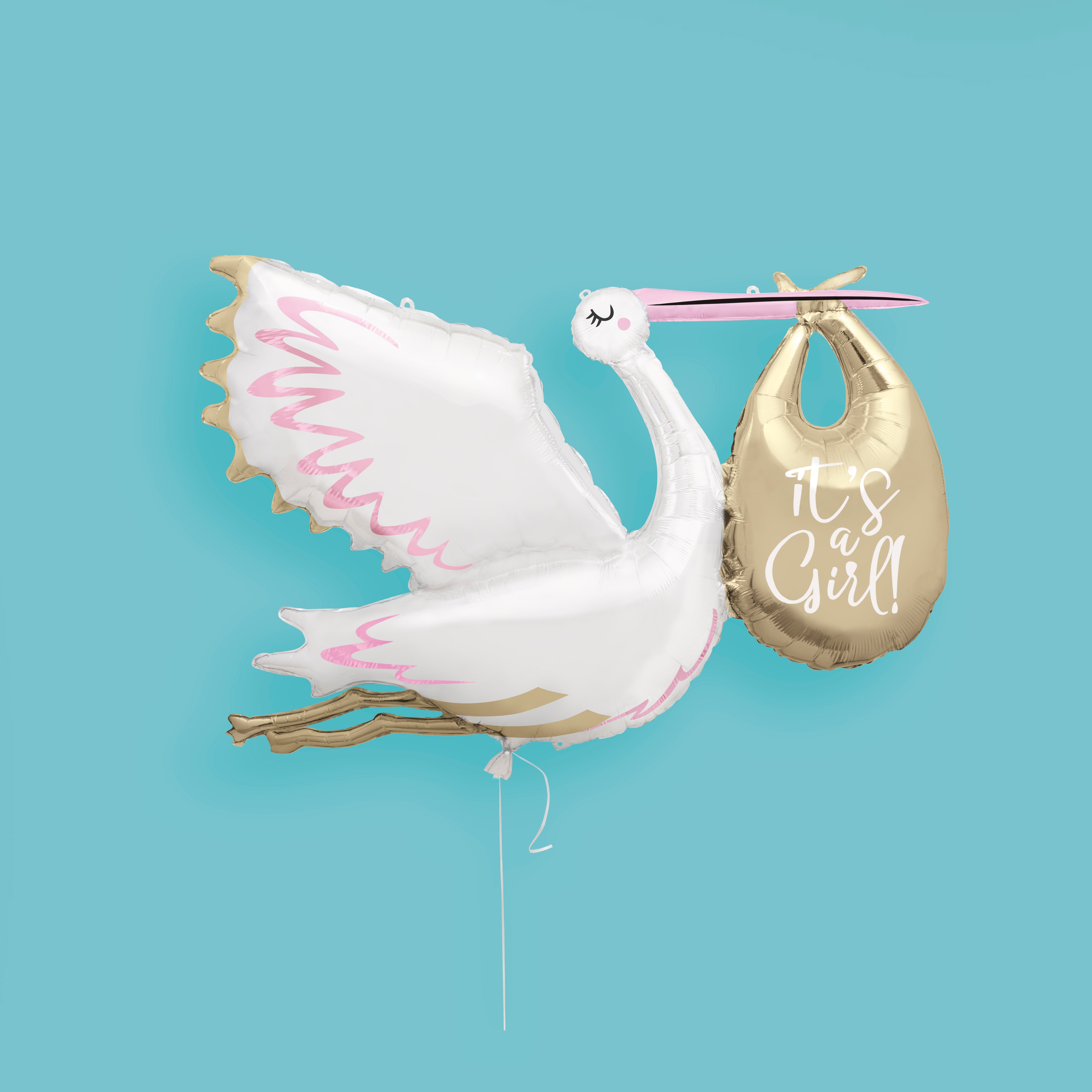 “Stork It’s a Girl jumbo 62 inch foil balloon”