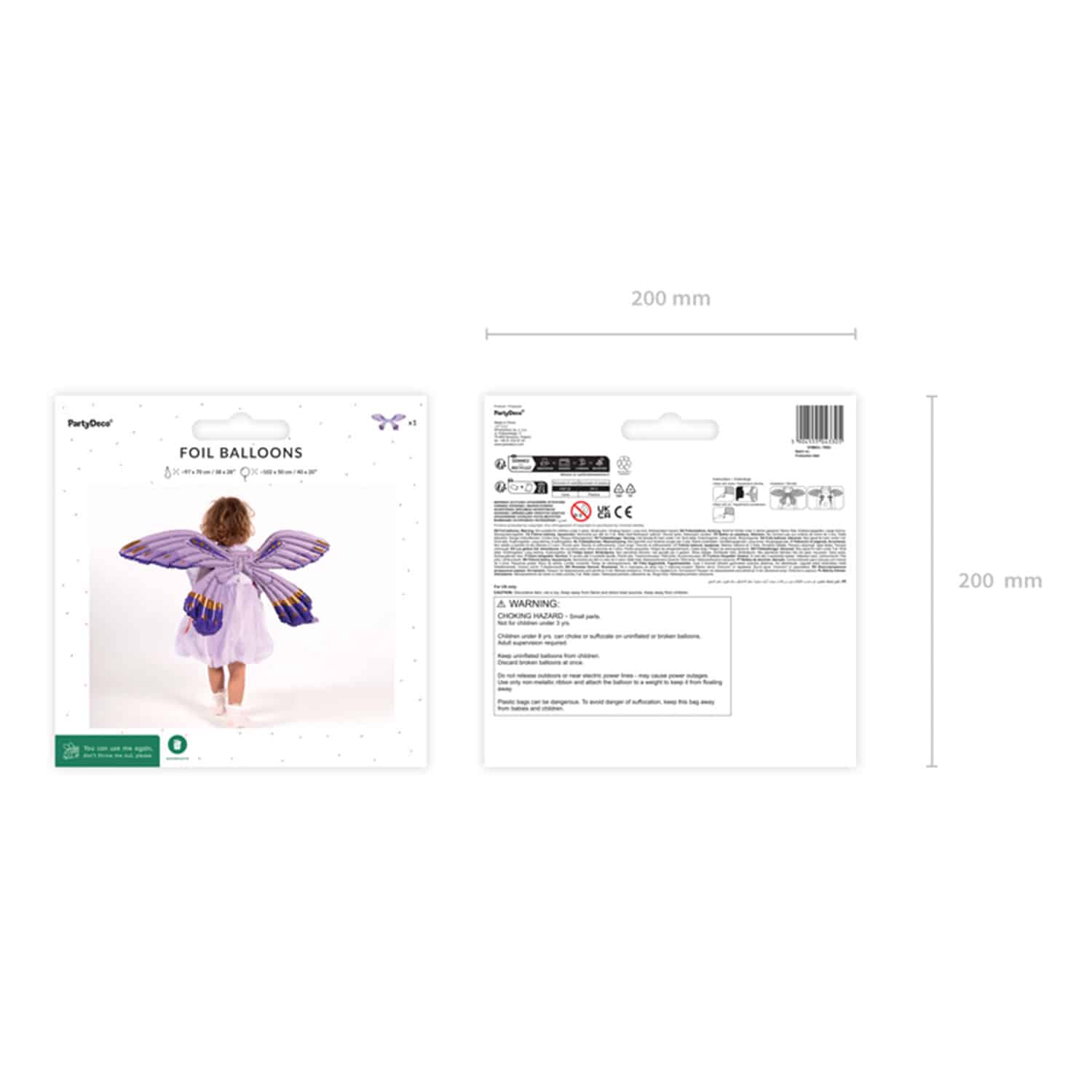 Foil Balloon Butterfly Wings Purple - FBS2