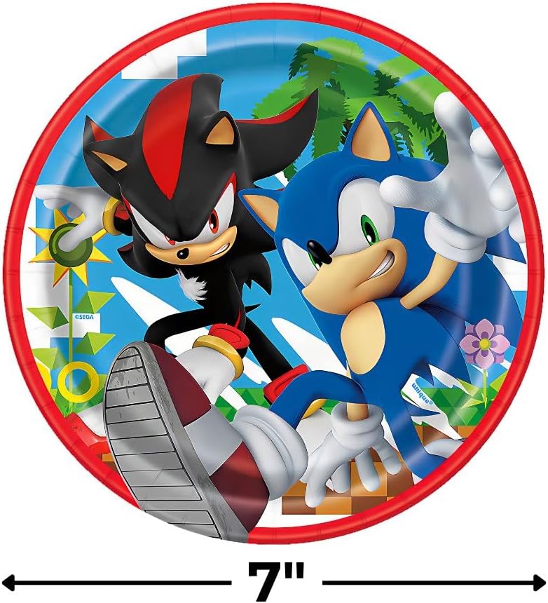 "7 inch Sonic party plates pack of 8"