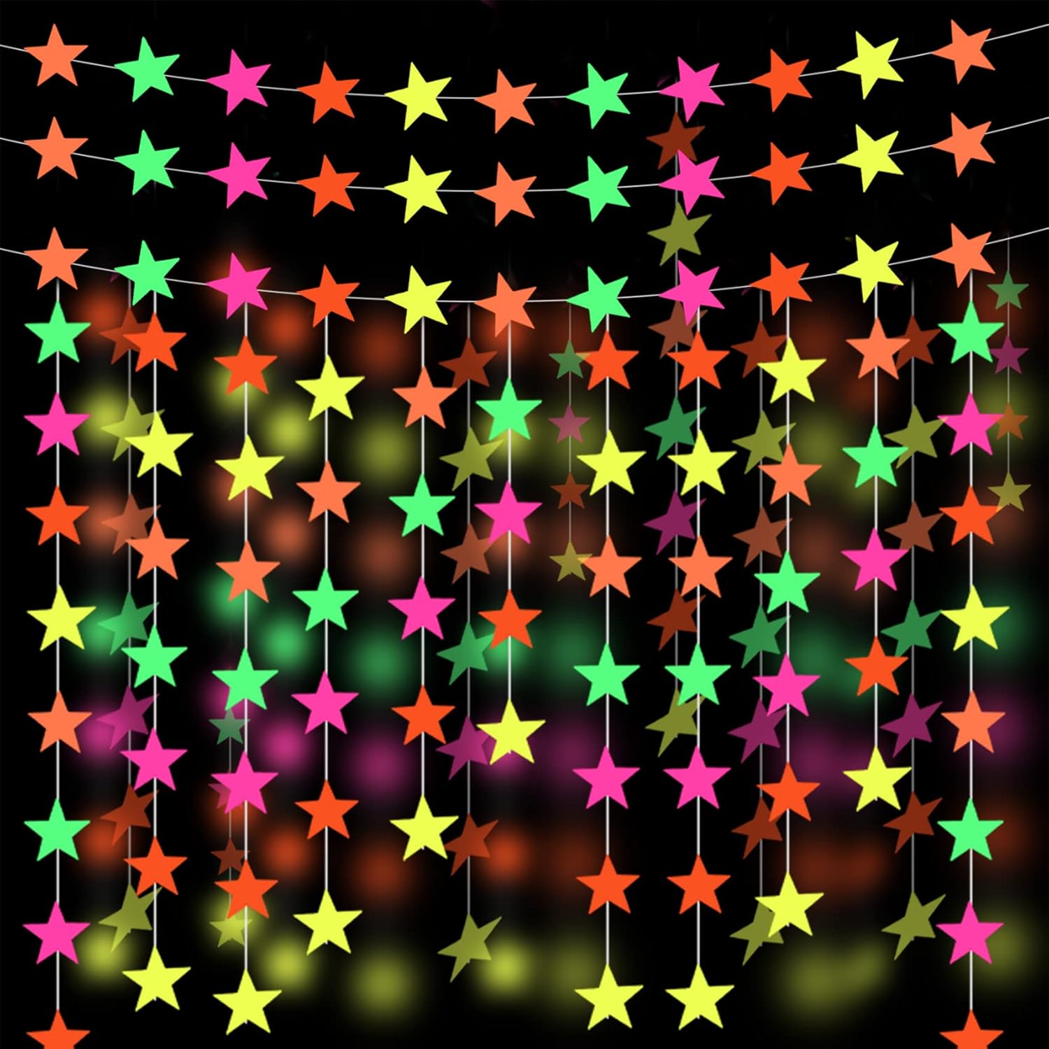 Paper UV Neon Star Shape Garland 069110