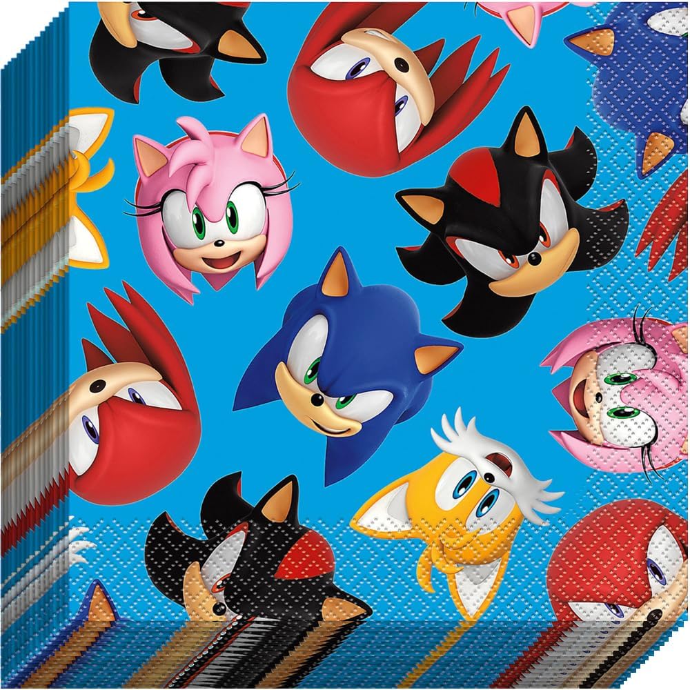 "Pack of 16 Sonic napkins – perfect for birthday parties"