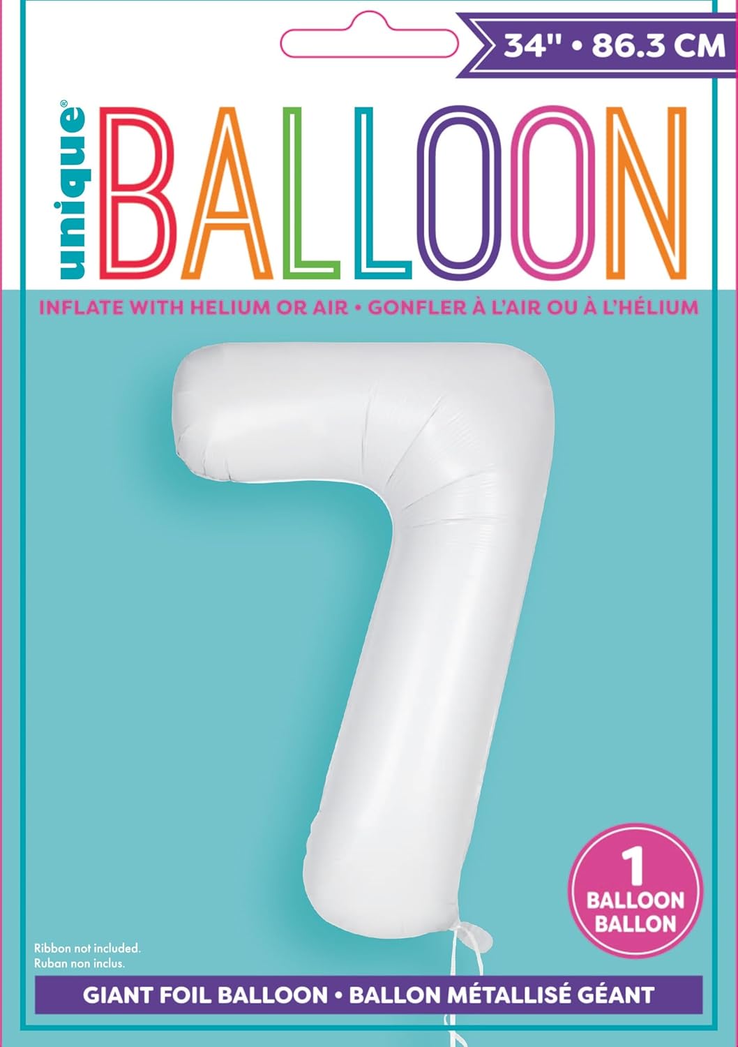 White number 7 foil balloon 34 inch decoration