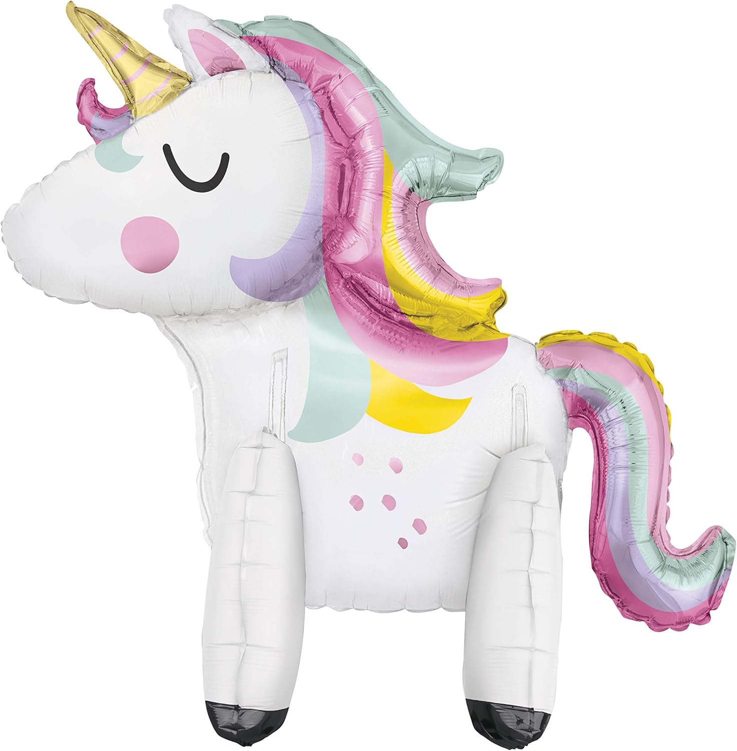 “Standing Unicorn 30 inch centerpiece foil balloon – pastel rainbow unicorn design”