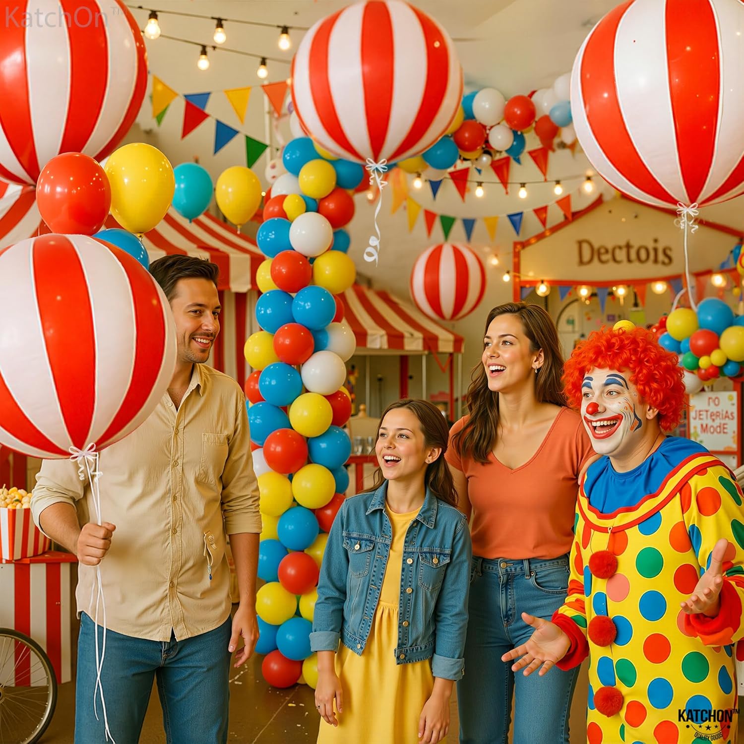 White and Red Stripes Sphere Balloon 22 inch