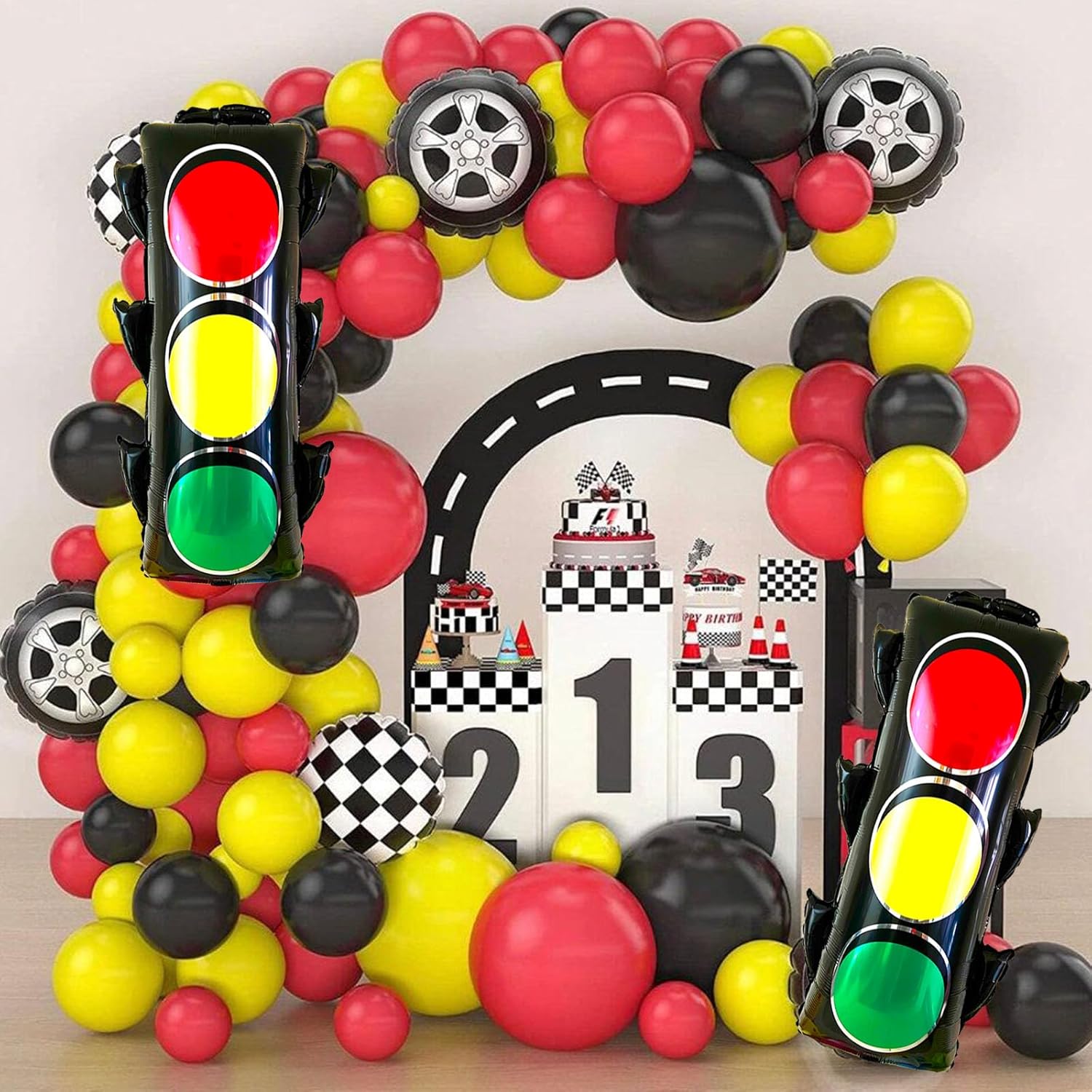 "Traffic Light foil balloon 31 x 23 inch for racing or construction themed party decoration"

