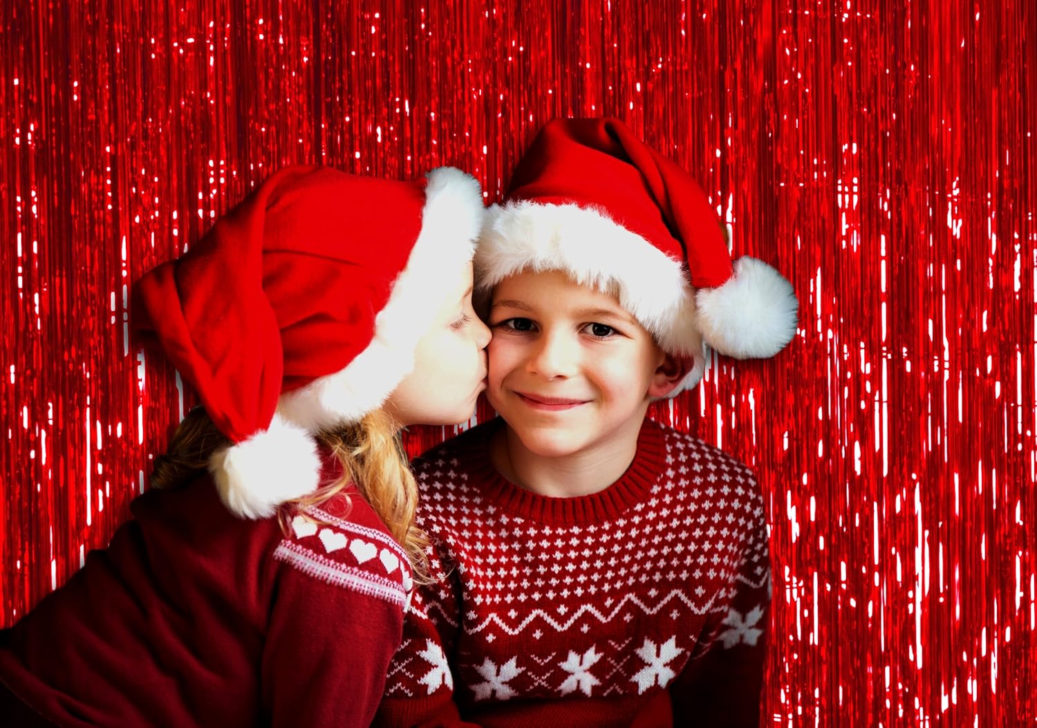 Red party curtain used for holiday celebrations