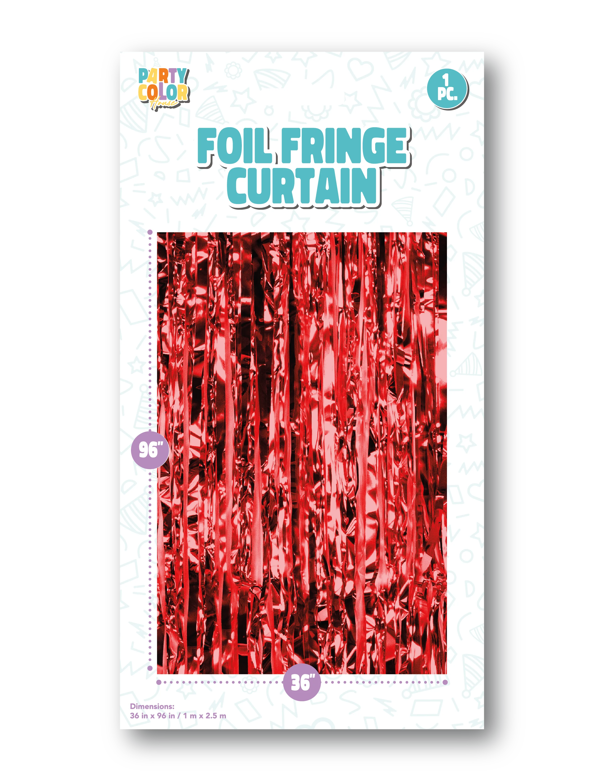Red gloss foil fringe curtain 36x96 inches party backdrop