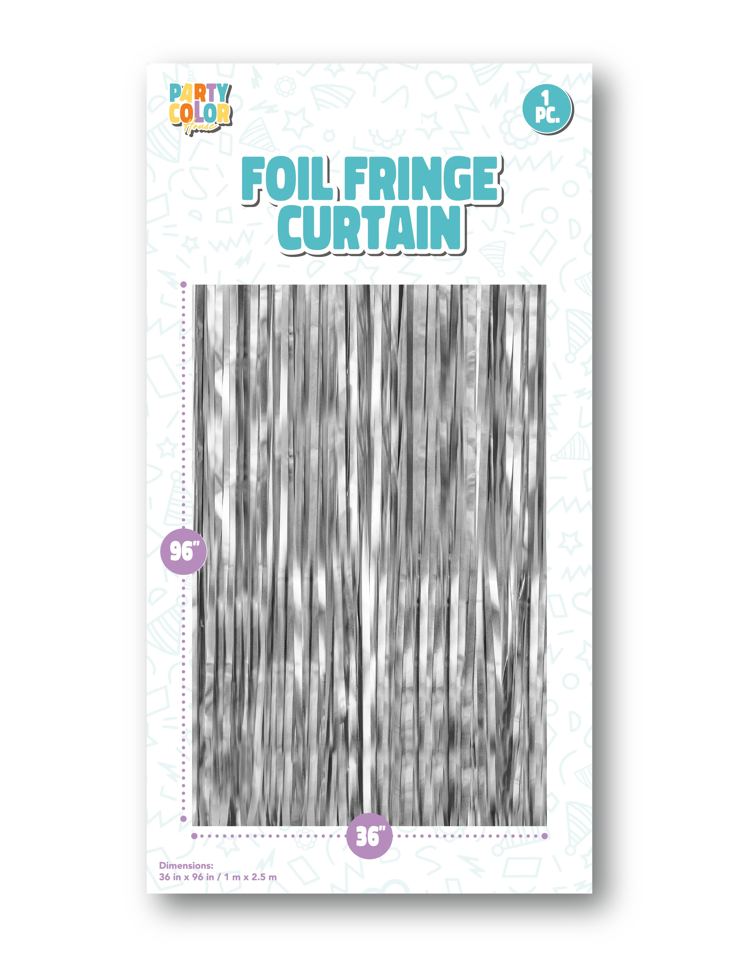 Silver gloss foil fringe curtain 36x96 inches party backdrop