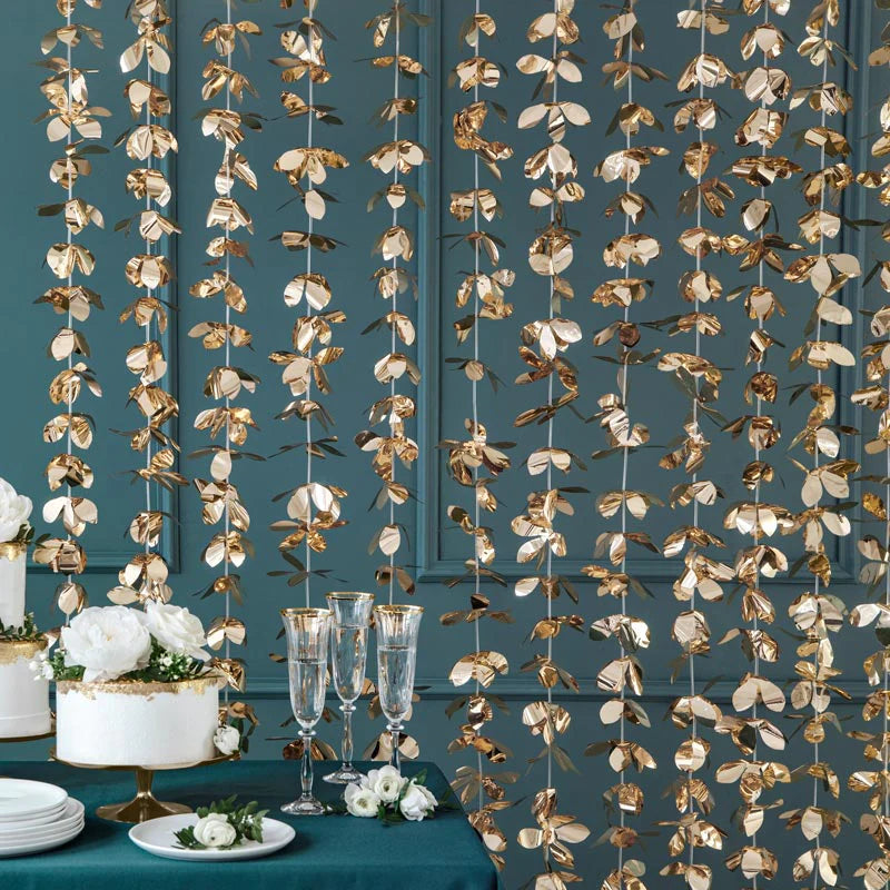 “Gold flower foil curtain decoration for events”