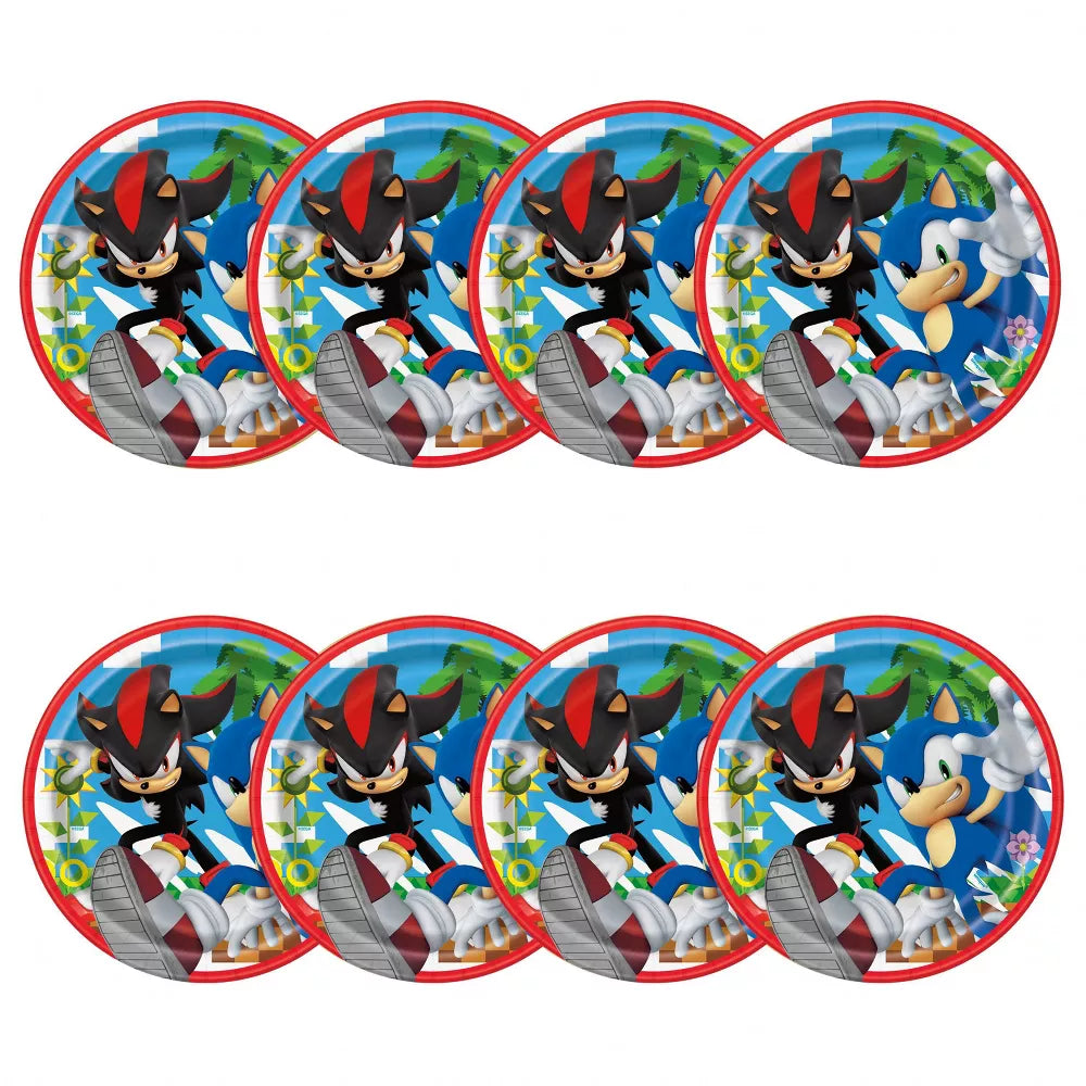 "Colorful Sonic the Hedgehog tableware for kids’ birthday"