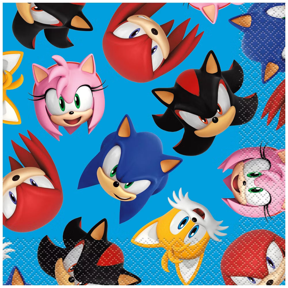 "Sonic luncheon napkins 6.5 x 6.5 in with colorful characters"
