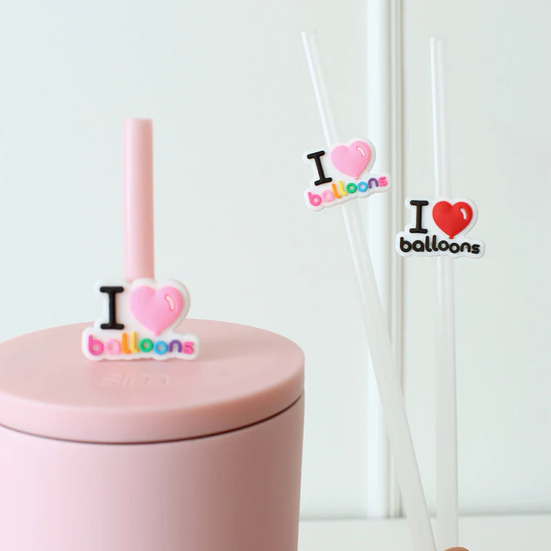 I Love Balloons Straw & Charm (Red)