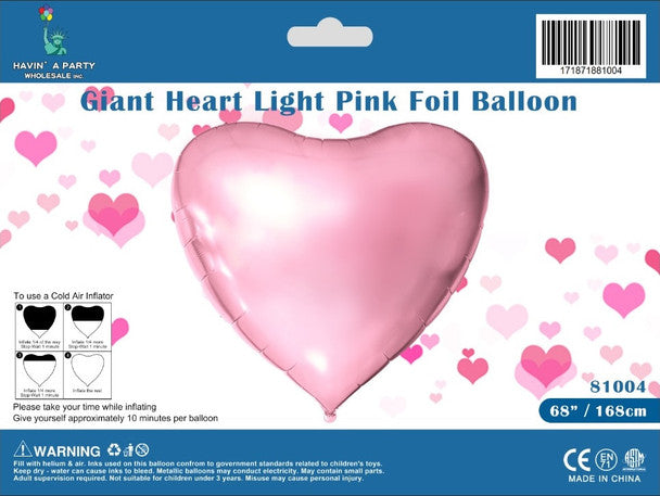 Giant Heart Light Pink 81004 - 68 in
