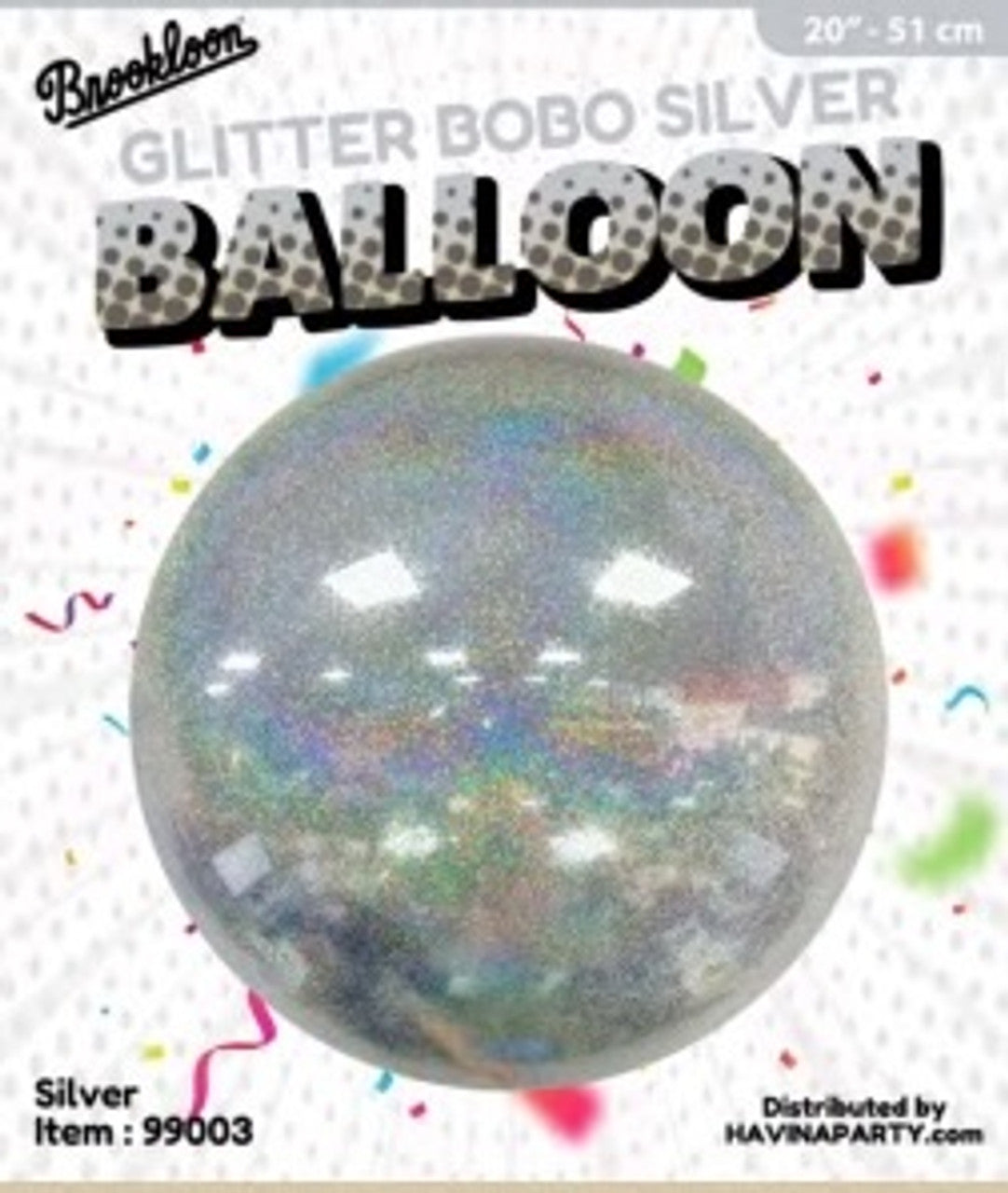 Glitter Bubble Balloon Silver 99003