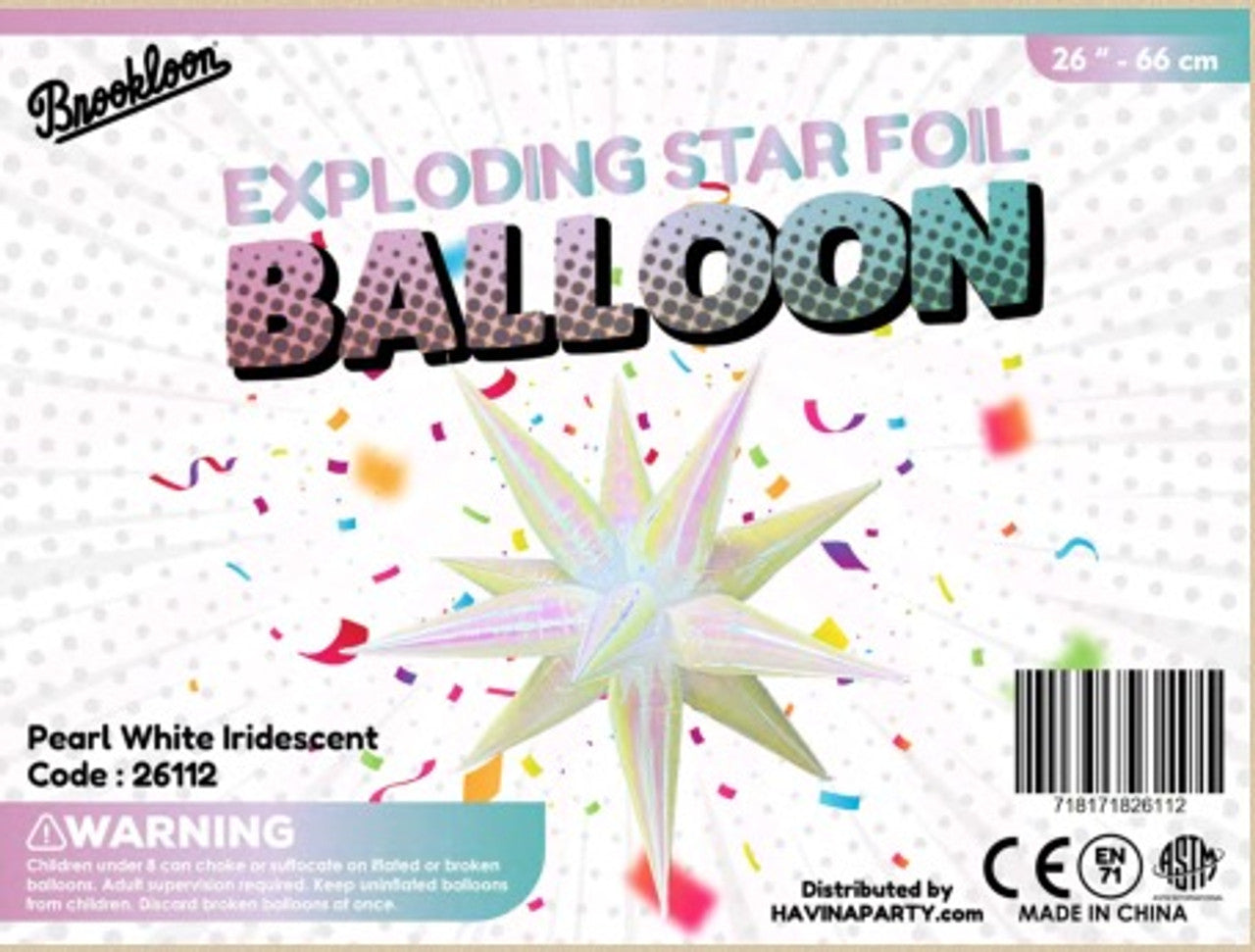 Exploding Star Pearl White Iridescent 26112 - 26 in