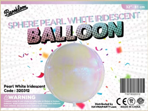 Pearl White Iridescent Sphere 320312 - 32 in