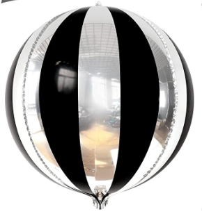 Black and Silver Stripes Sphere 46670 - 22 in