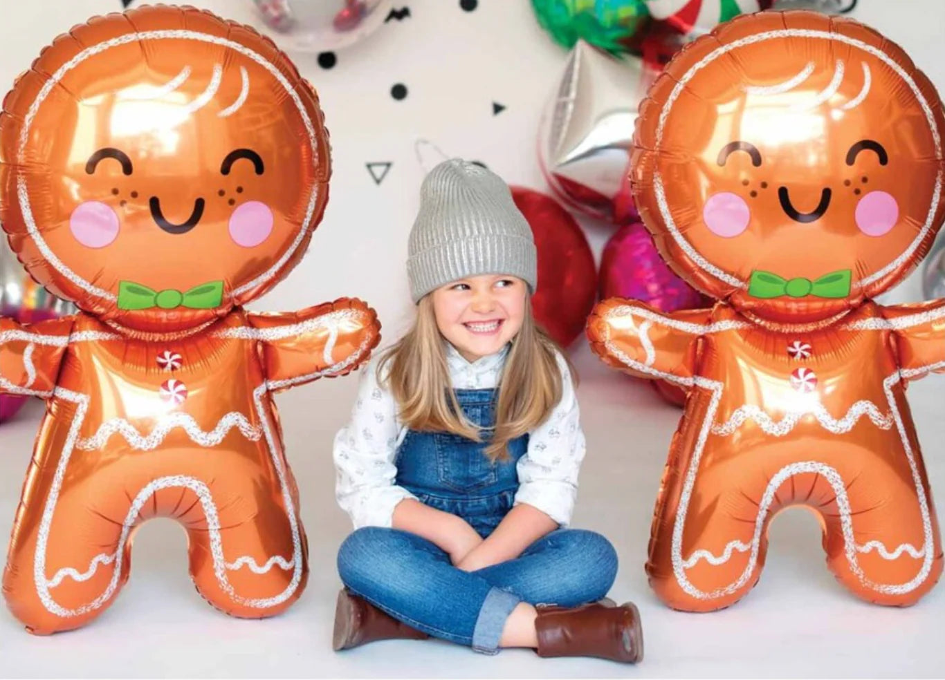 “Happy gingerbread man foil balloon Christmas cookie decoration”