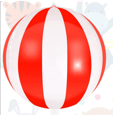White and Red Stripes Sphere 400722 - 22 in