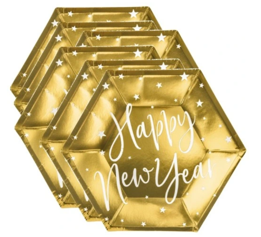 Plates Happy New Year Gold - TPP64-019M