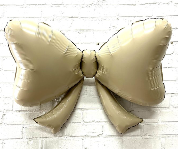 Cream bow-shaped foil balloon – 40 inch party decoration