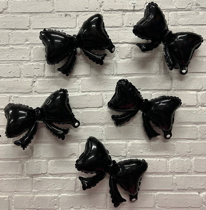 Mini black bow-shaped foil balloon – 9 inch party decoration (5-pack)