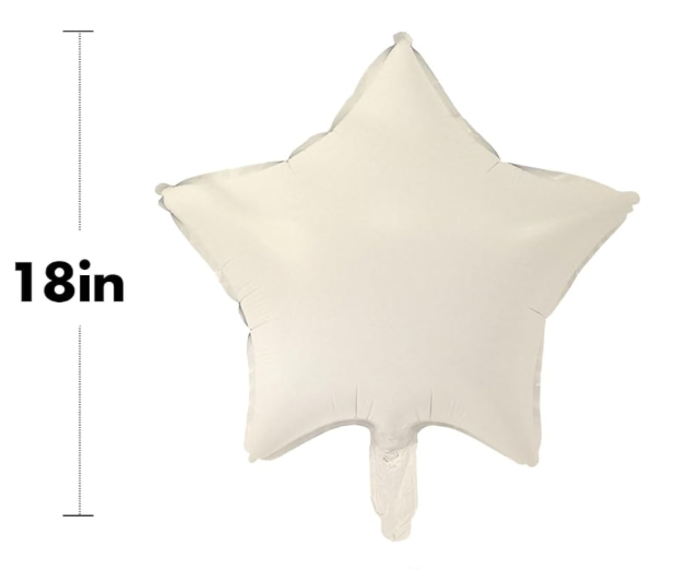 18-inch latte-colored star foil balloon with creamy neutral tone